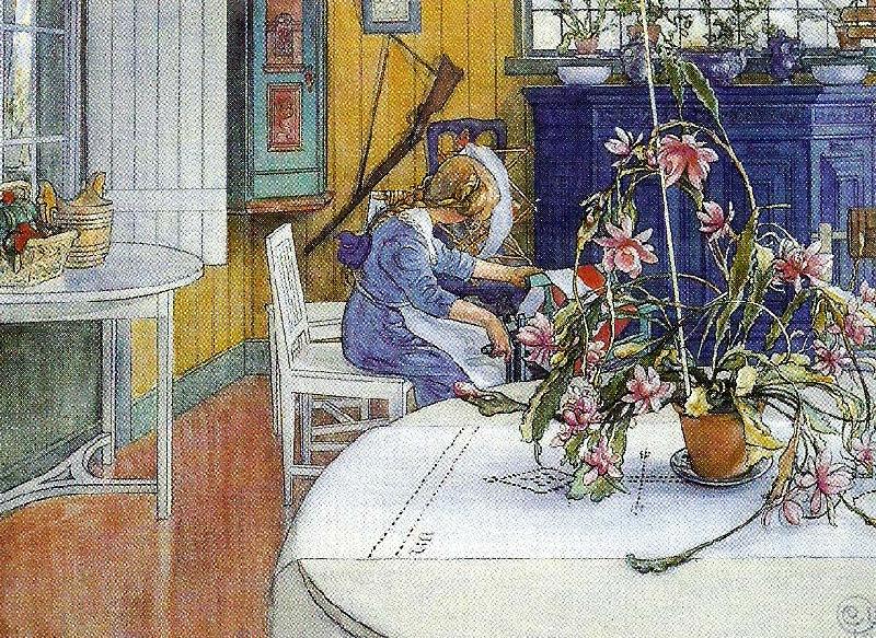 Carl Larsson bobina-interior med kaktus oil painting image